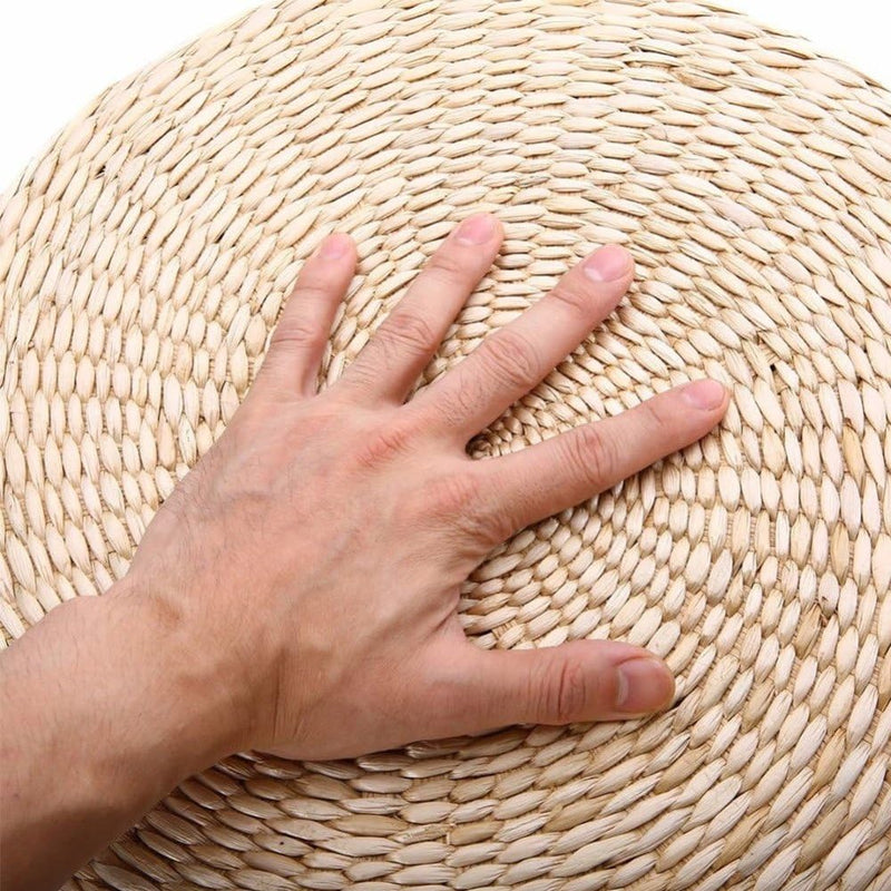 Handmade Woven Straw Pouf Floor Cushion