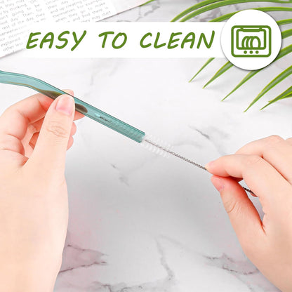 Set of 4 - Random Color Glass Straws with Cleaning Brush