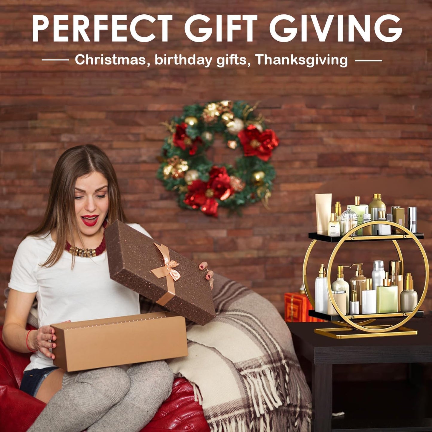 2 Tier Bathroom Countertop Makeup Organizer