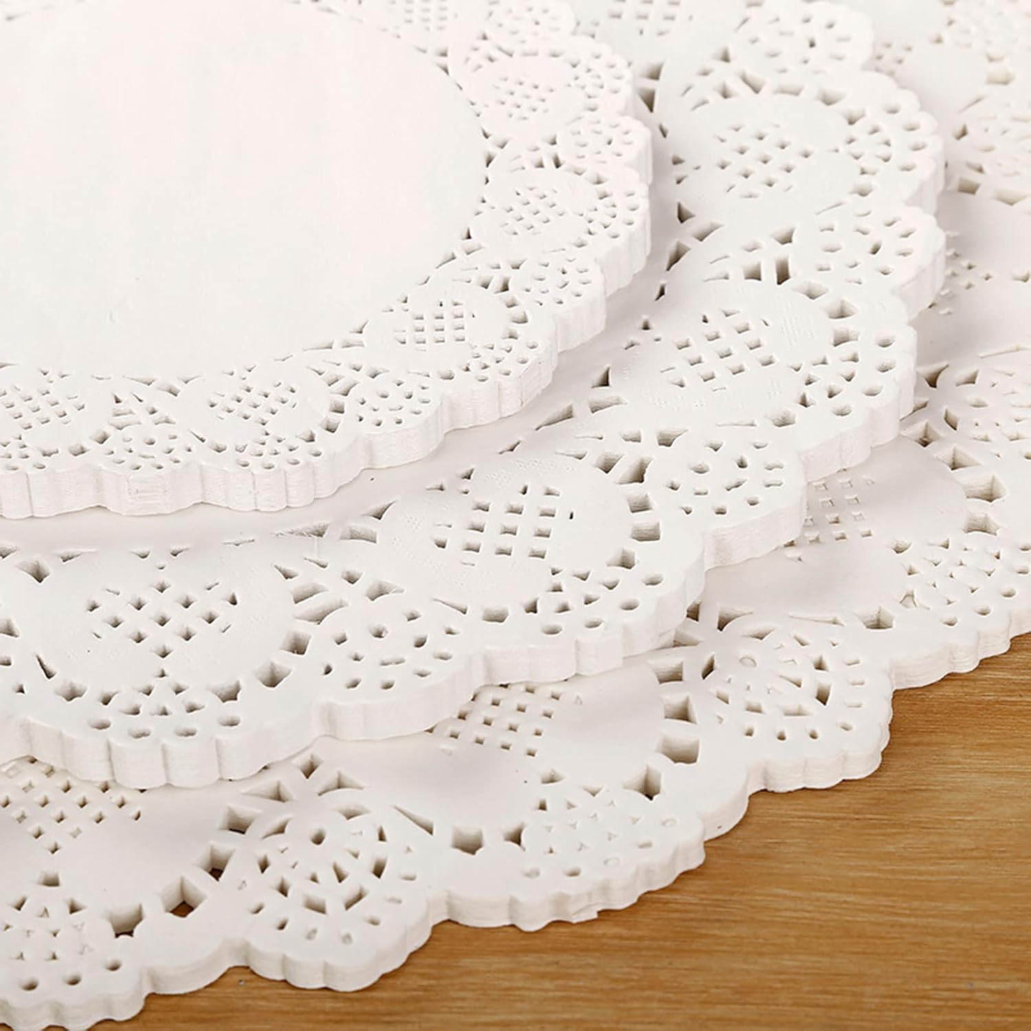 Pack of 100 - Disposable Food Grade Round Paper Doilies Techmanistan