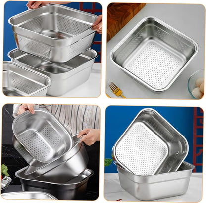 Kitchen Sink Rice Washing Bowl with Strainer Drainer Basket