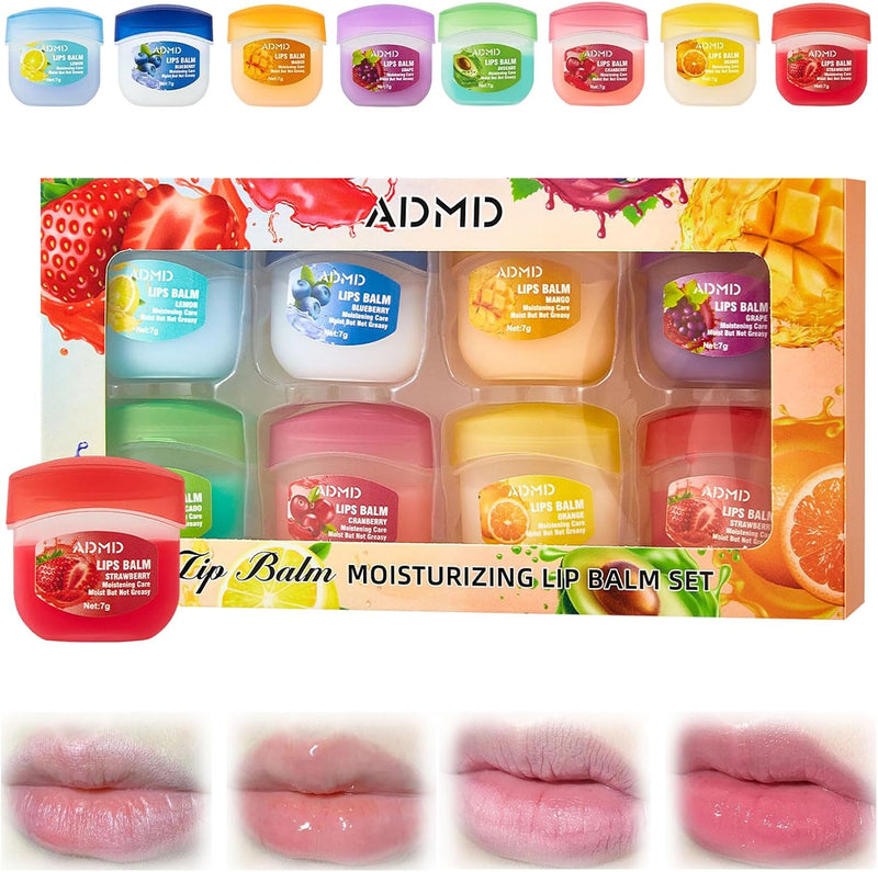 Fruity Lip Balm Set, 8 Fruit Flavors