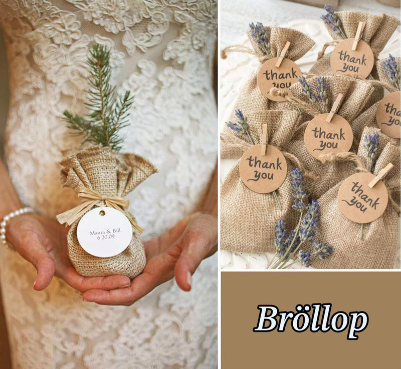 Natural Jute Drawstring Bags, Pack of 10
