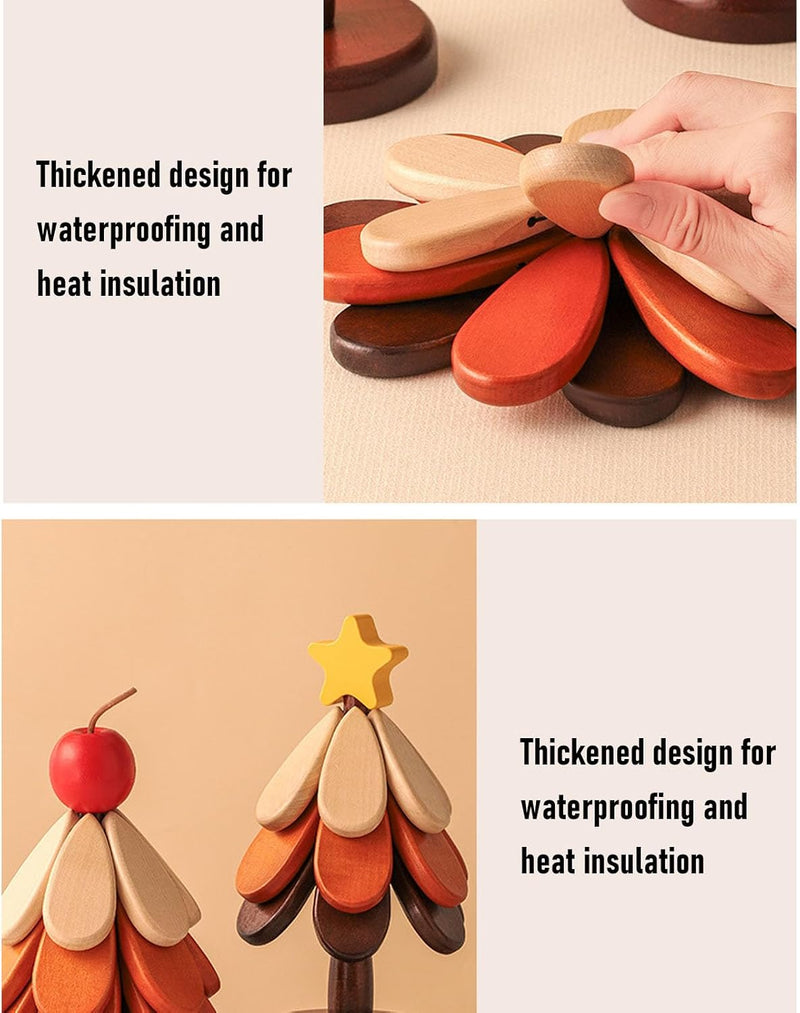 4-Layer Foldable Wooden Tree Design Trivet