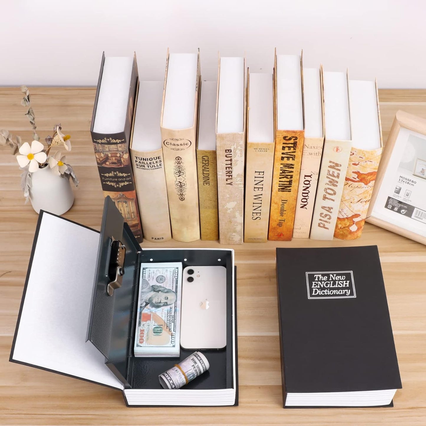 Dictionary Book Safe Storage Cash Money Jewelry Box Security Key Lock