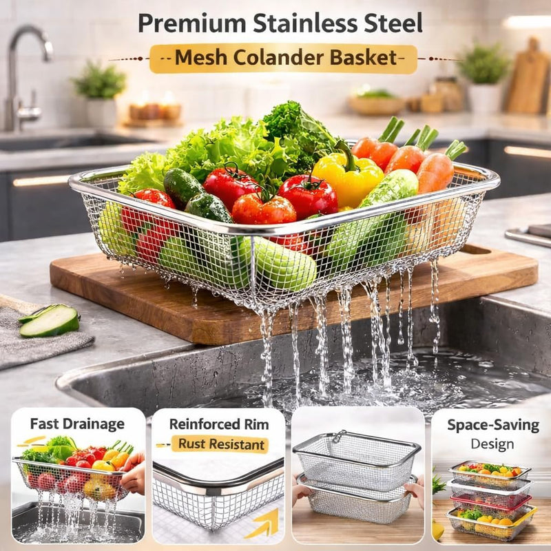 Stainless Steel Drainage Strainer Storage Basket Colander