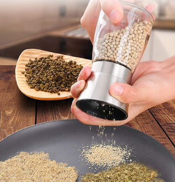 1Piece - Salt and Pepper Hand Grinder, Refillable Pepper Mill