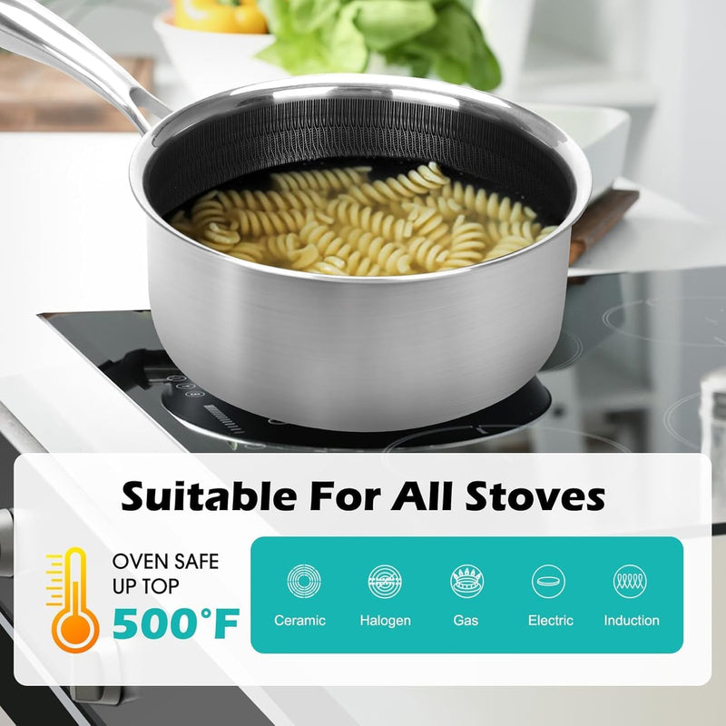 Honeycomb Laser Coated Stainless Steel Soup Pot & Saucepan