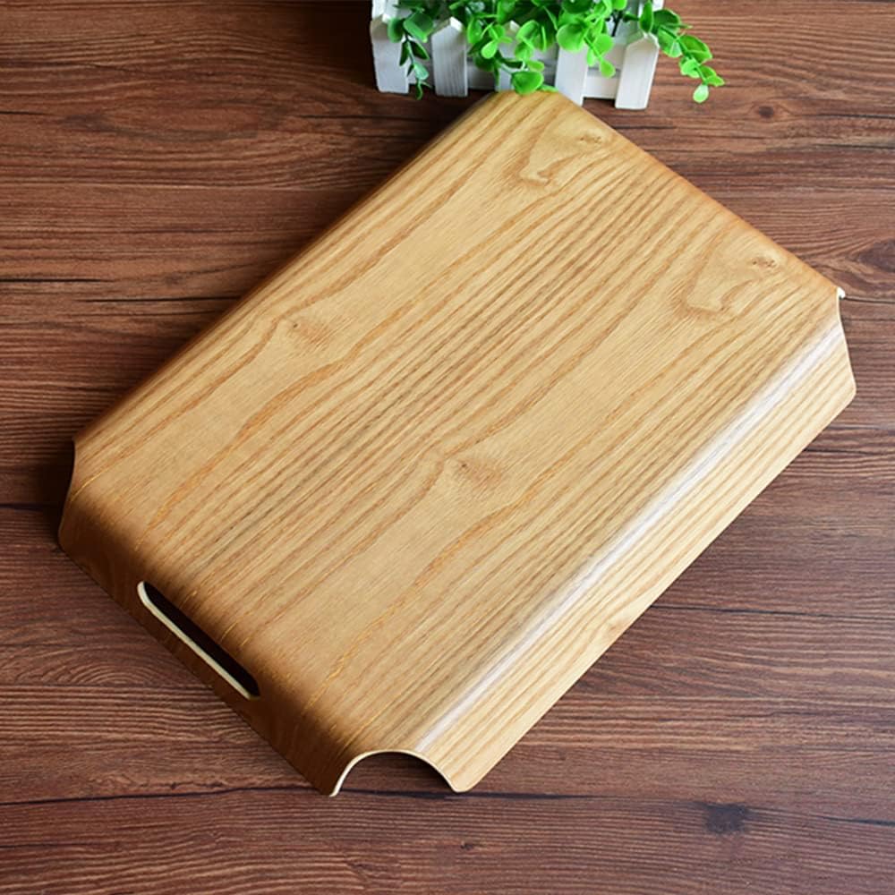Curved Wooden Serving Tray with Handles