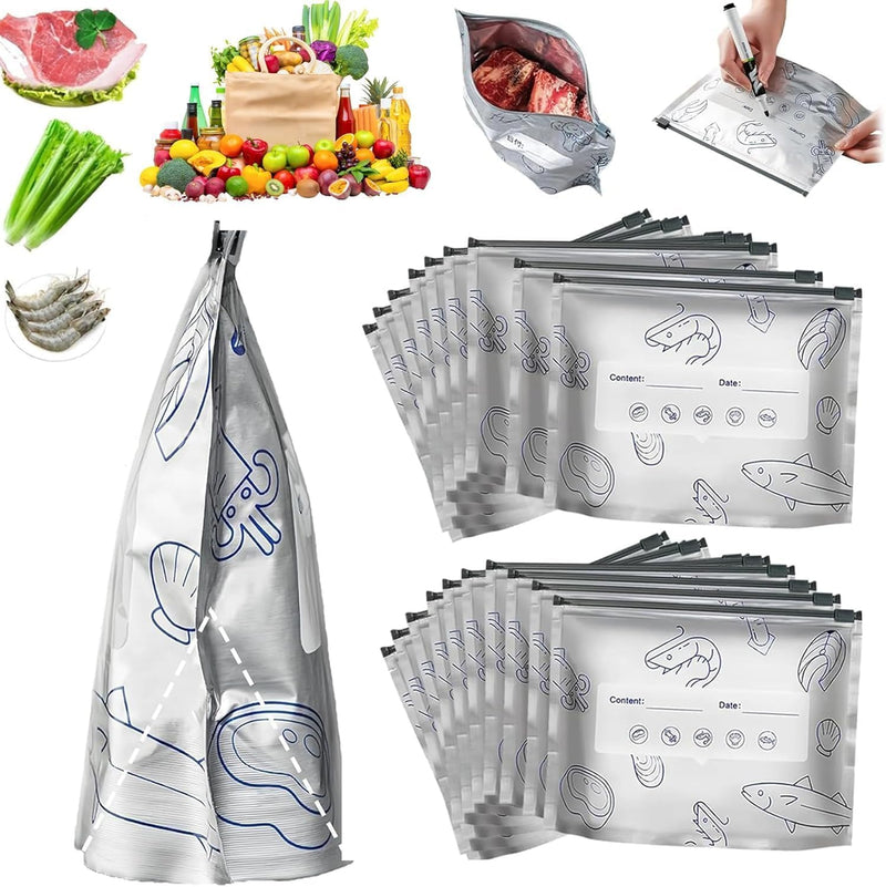 Reusable Aluminium Foil Food Storage Bags with Zip Lock — 10 Piece