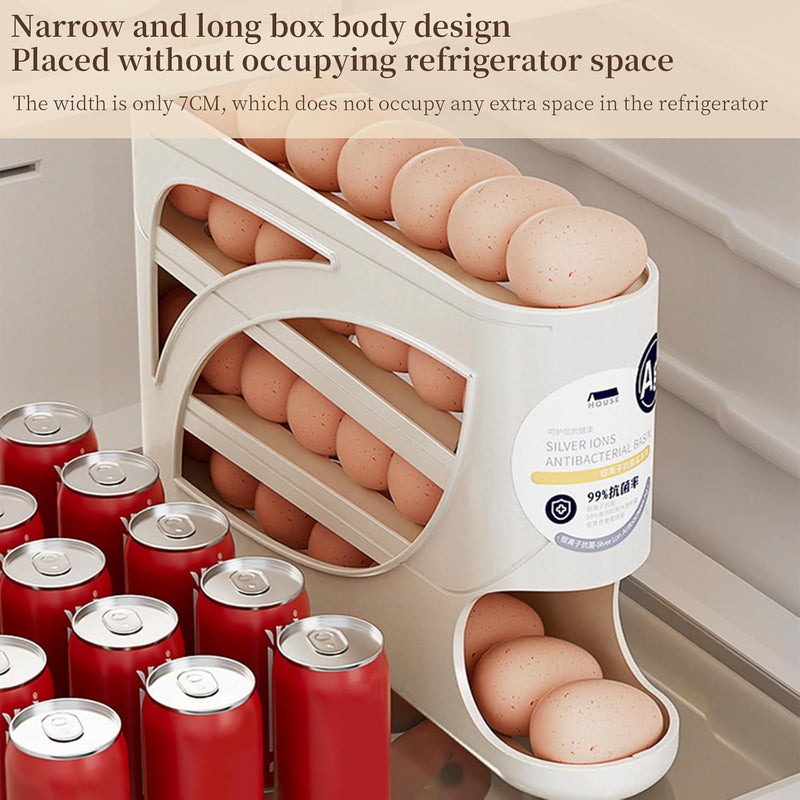 4Tier Eggs Dispenser, Egg Rolling Fridge Organizer