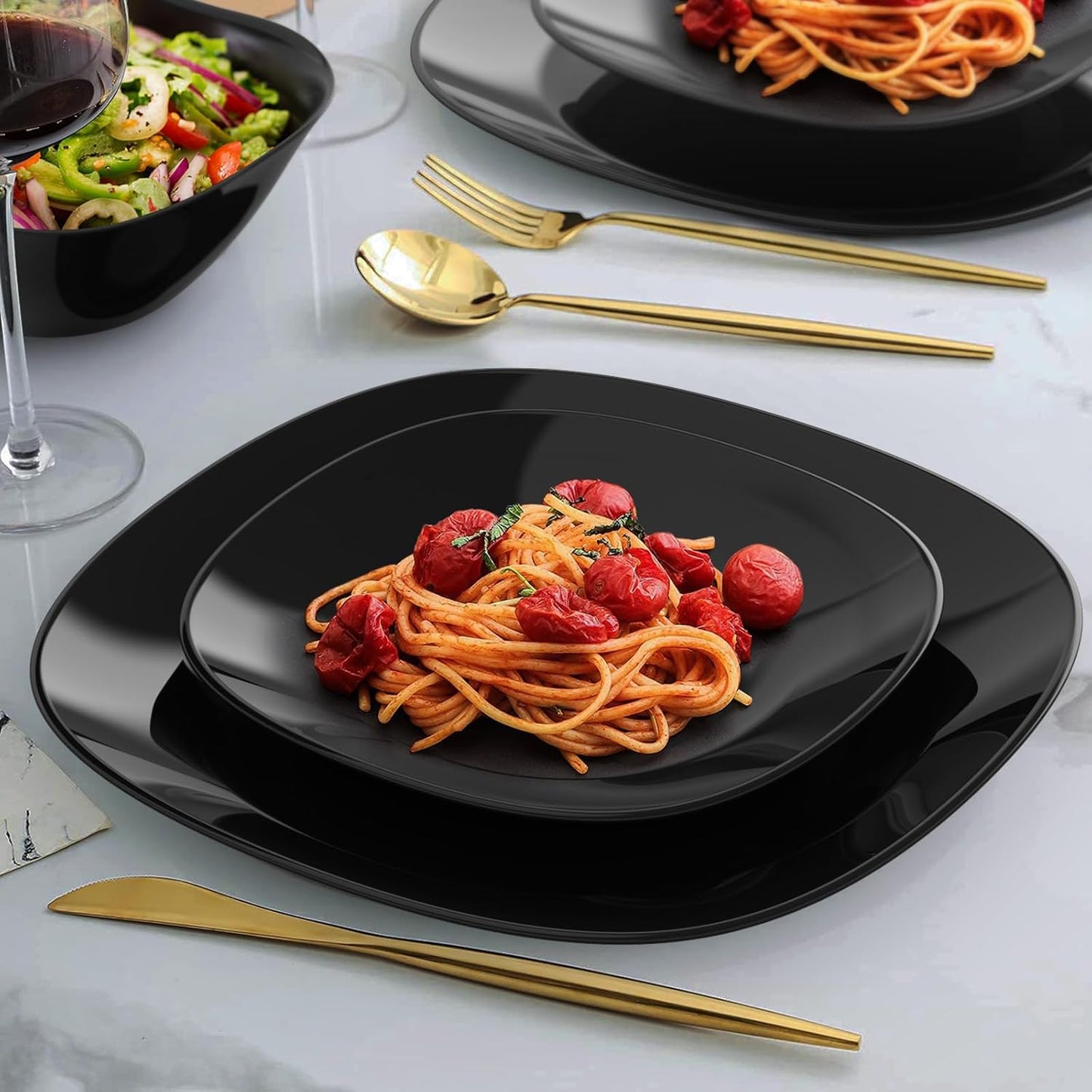 Luxury Black Marble Dinner Plate Set