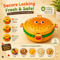 Burger Shaped 2-Compartments Bento Box with Steel Cutlery
