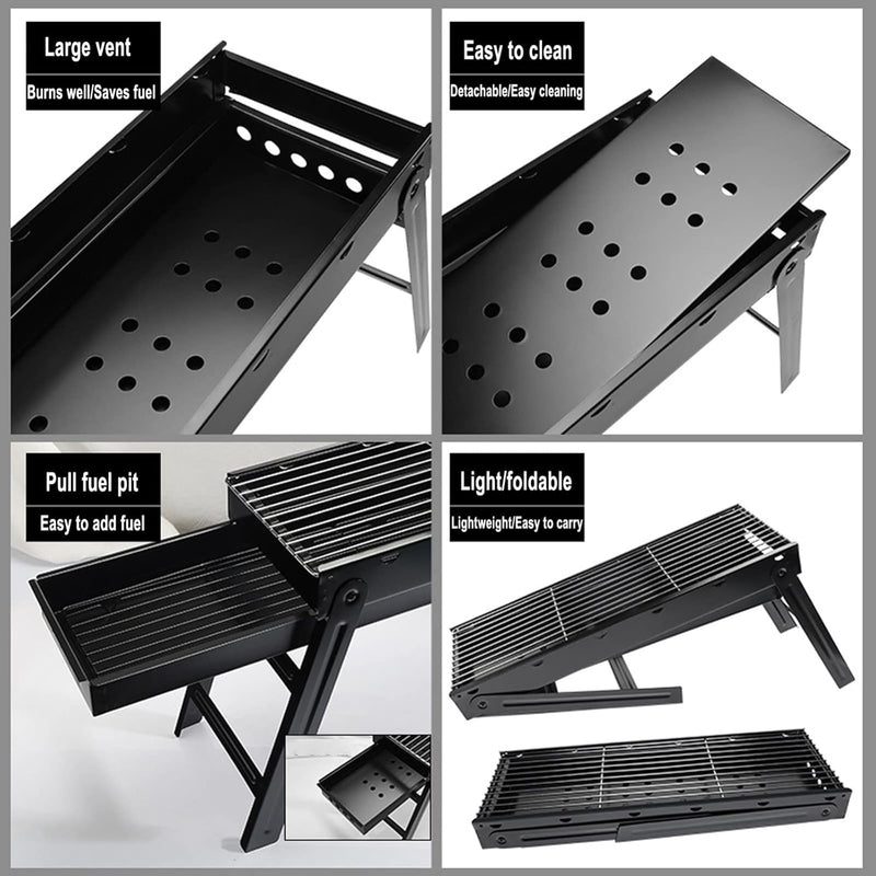Large Foldable Charcoal BBQ Grill – Portable Outdoor Barbecue
