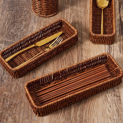 Nylon Wicker Rectangular Cutlery Basket