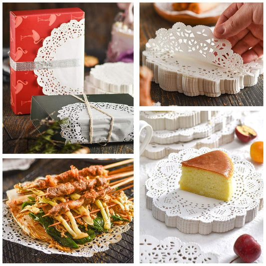 Pack of 100 - Disposable Food Grade Round Paper Doilies Techmanistan