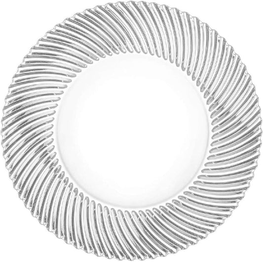 Set of 6 Diamond Rice Plates Clear Glass Roti Plates