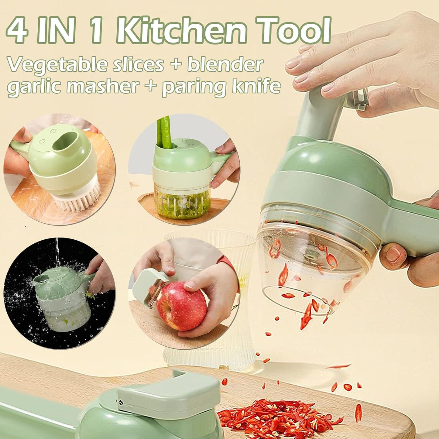 4 in 1 Handheld Electric Vegetable Cutter Set