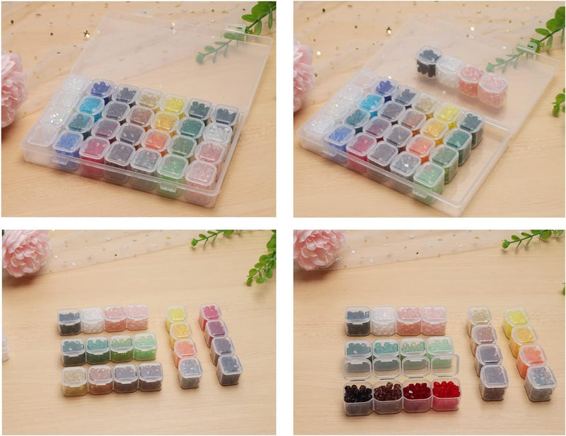 28-Compartment Transparent Plastic Storage Box With Lid | Jewelry Box