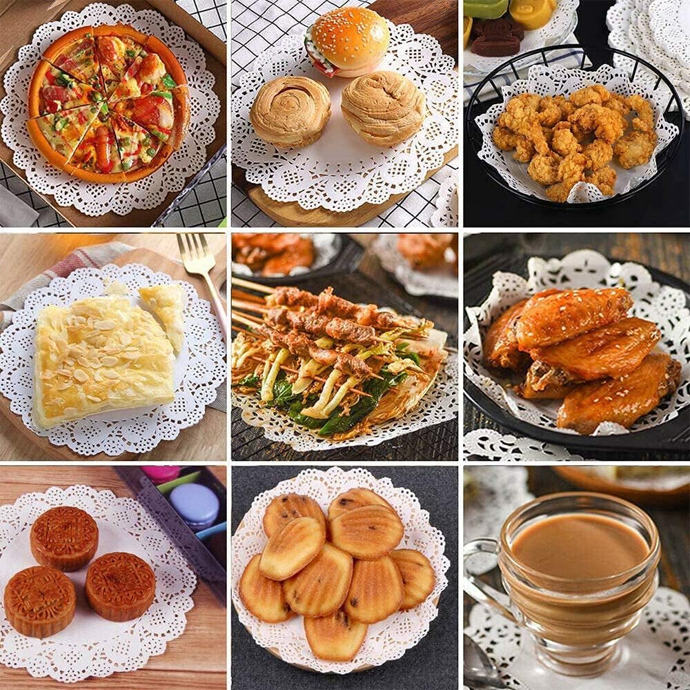 Pack of 100 - Disposable Food Grade Round Paper Doilies Techmanistan