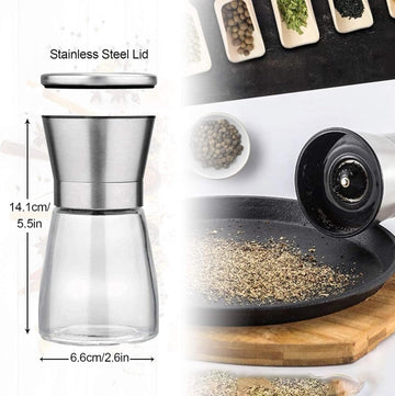 1Piece - Salt and Pepper Hand Grinder, Refillable Pepper Mill