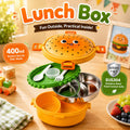 Burger Shaped 2-Compartments Bento Box with Steel Cutlery