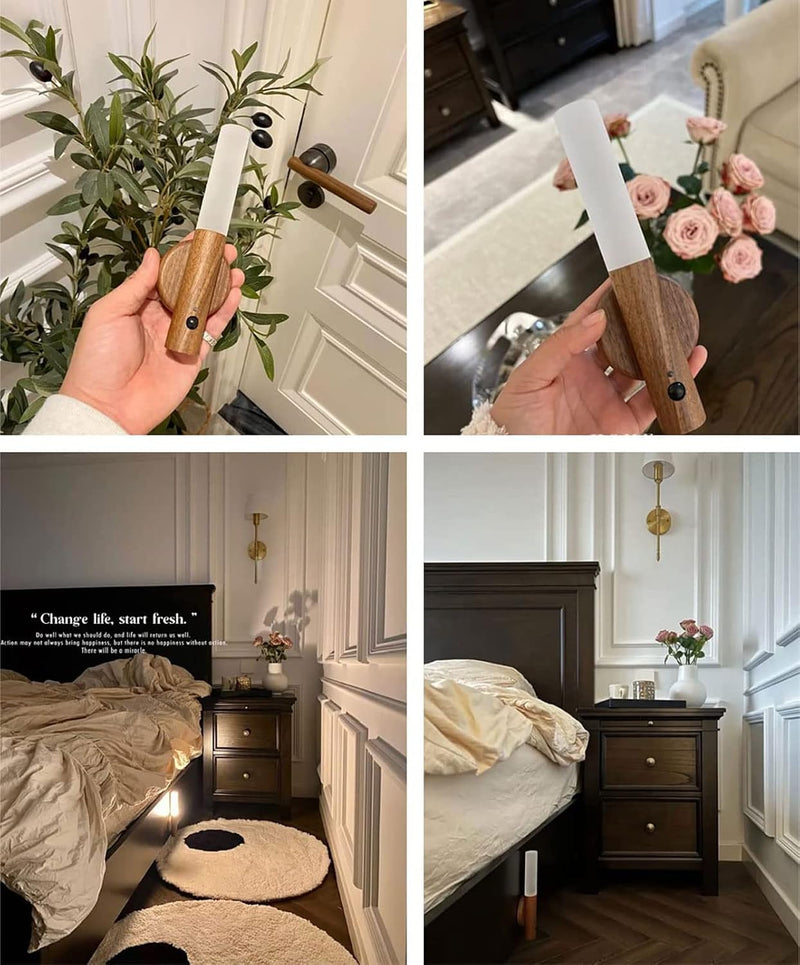 Wooden Rechargeable Wall Light – LED Motion Sensor Night Light