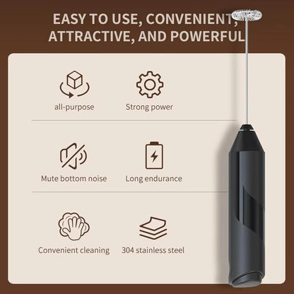 Battery-Operated Electric Milk Frother with Stand