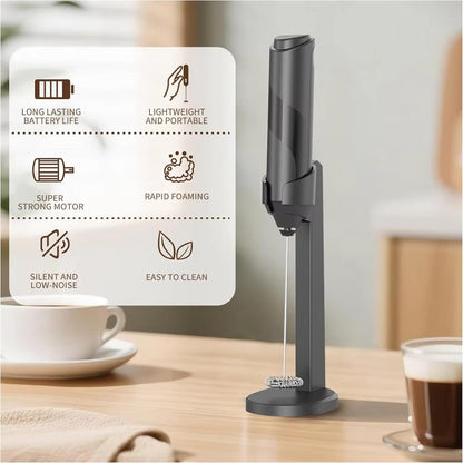 Battery-Operated Electric Milk Frother with Stand