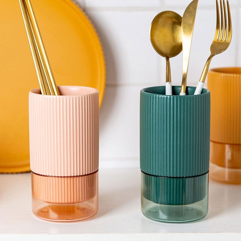 Self Draining Ceramic Chopsticks Cutlery Holder Techmanistan
