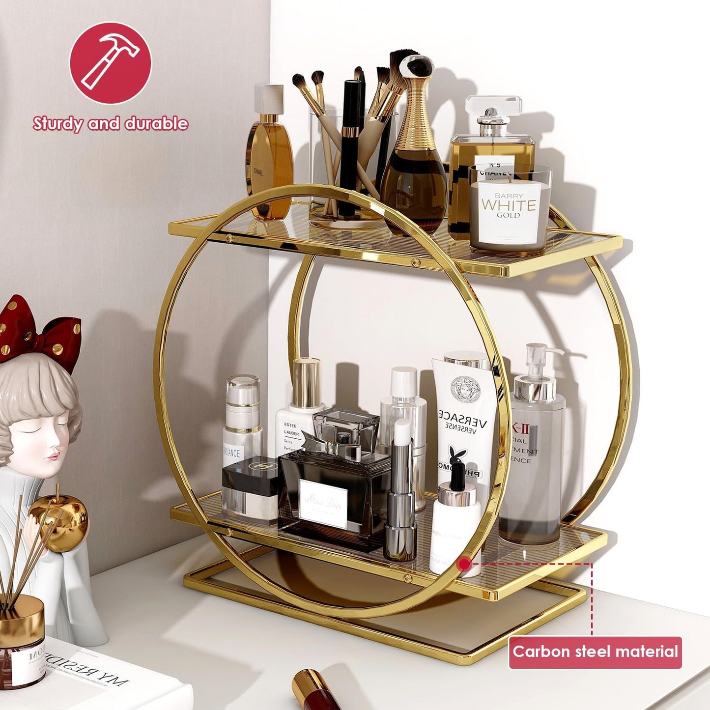 2 Tier Bathroom Countertop Makeup Organizer