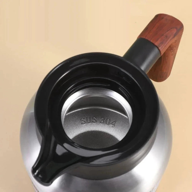 Random Color - 2000ml Temperature Display Vacuum Coffee Pot With Wooden Handle Techmanistan