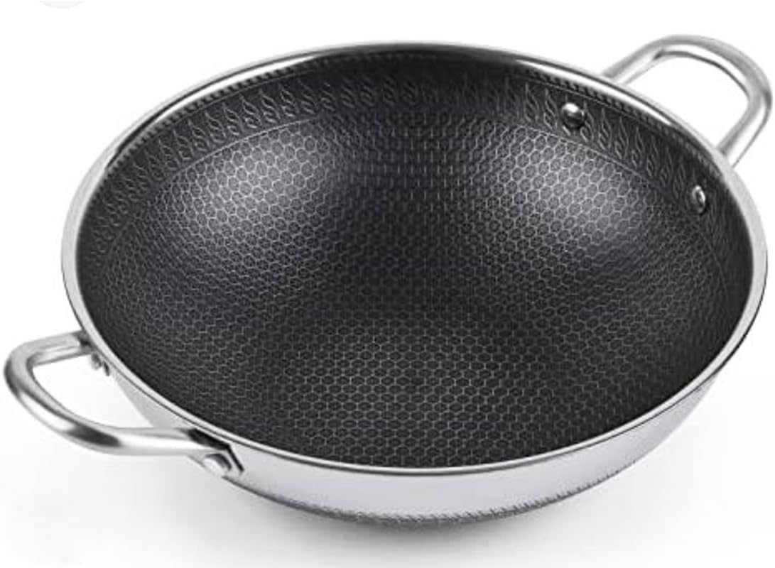 Honeycomb Print Laser Coated Karahi Frying Pan Techmanistan