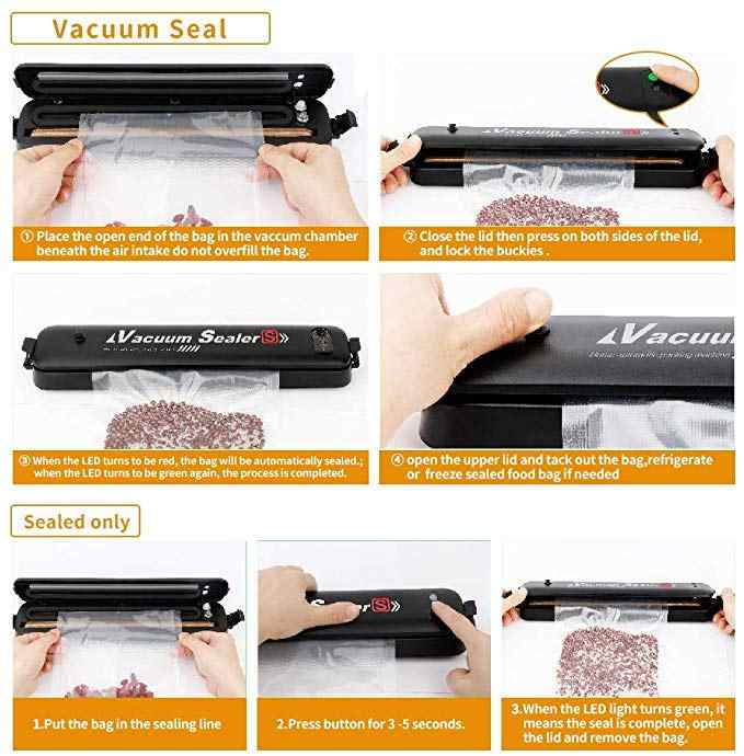 Vacuum Sealer, Food Sealer for Food Preservation, Automatic Bags Mouth Sealing Machine