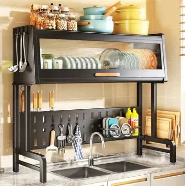 Stainless Steel Over The Sink Dish Drying Rack and Storage Shelf Techmanistan