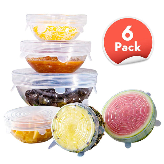 Stretch Lids Reusable Silicone Containers Food Covers Bowl (6 Pcs)--Techmanistan-My Store