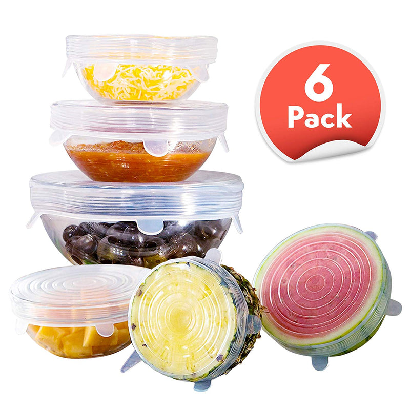 Stretch Lids Reusable Silicone Containers Food Covers Bowl (6 Pcs)--Techmanistan-My Store