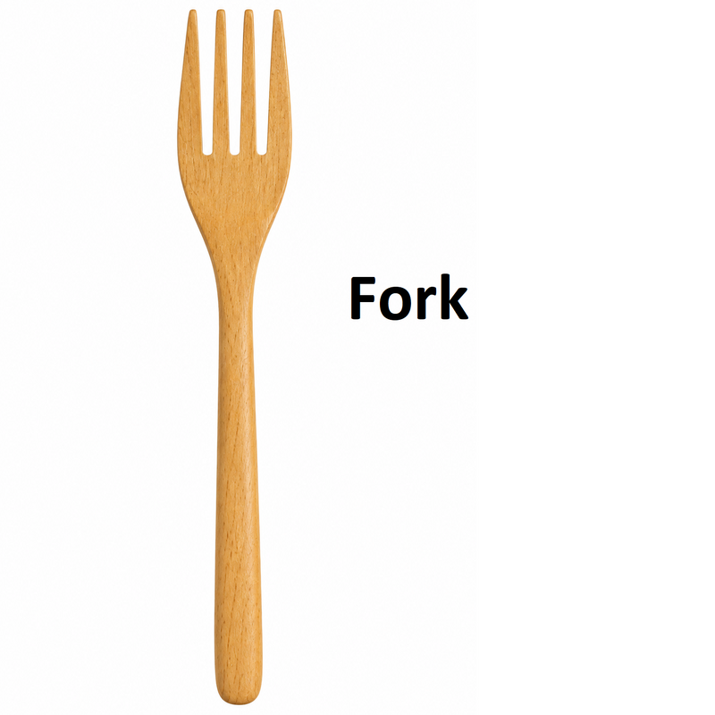 Acacia Wood Teaspoon, Tablespoon & Fork