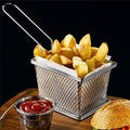 Stainless Steel Mini Square Fry Basket French Fries Holder, Fried Food Table Serving--Techmanistan-My Store