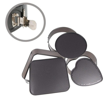 Set of 3 - Non-Stick Different Shapes Cake Pans With Removable Bottom Tray, Round Cake Pan, Heart Cake Pan, Square Cake Pan, 3pcs Set 3-Tier Cake Pan My Store