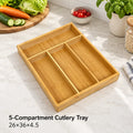 Bamboo Cutlery Drawer Organizer | Bamboo Cutlery Tray With 4 Slots