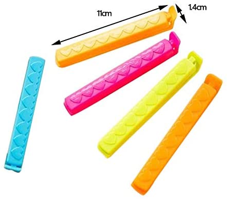 Pack of 5 - Multicolor Reusable Plastic Food Snack Storage Seal Sealing Bag Clips Techmanistan