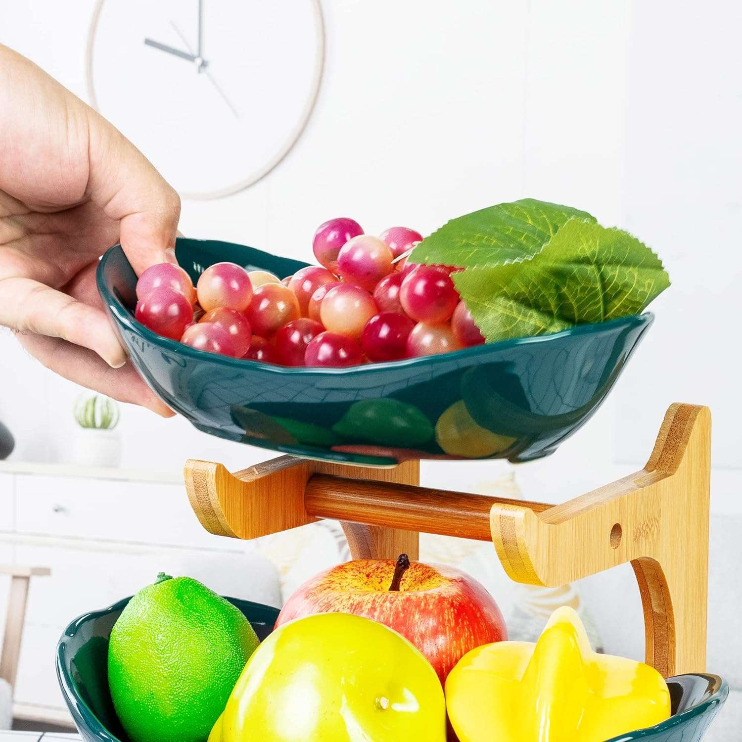 2-Tier Serving Tray with Wooden Rack