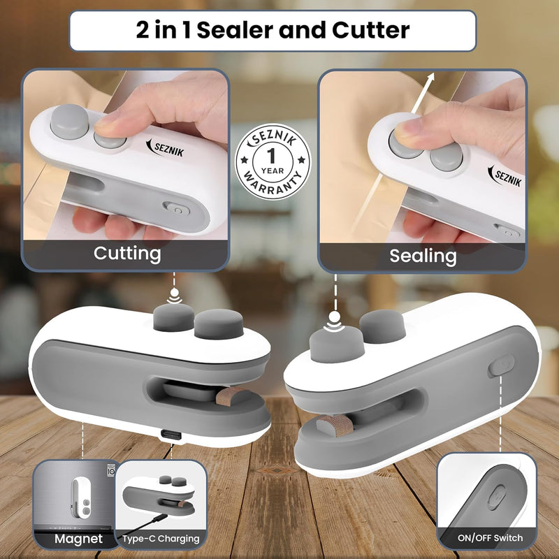 Rechargeable Mini Sealing Machine | 2-in-1 Bag Sealer & Cutter