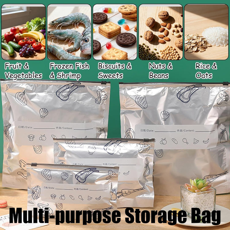 Reusable Aluminium Foil Food Storage Bags with Zip Lock — 10 Piece