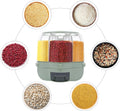 6-Compartment Rotating Rice Storage Dispenser – Flower Pattern, 7L Cereal Container