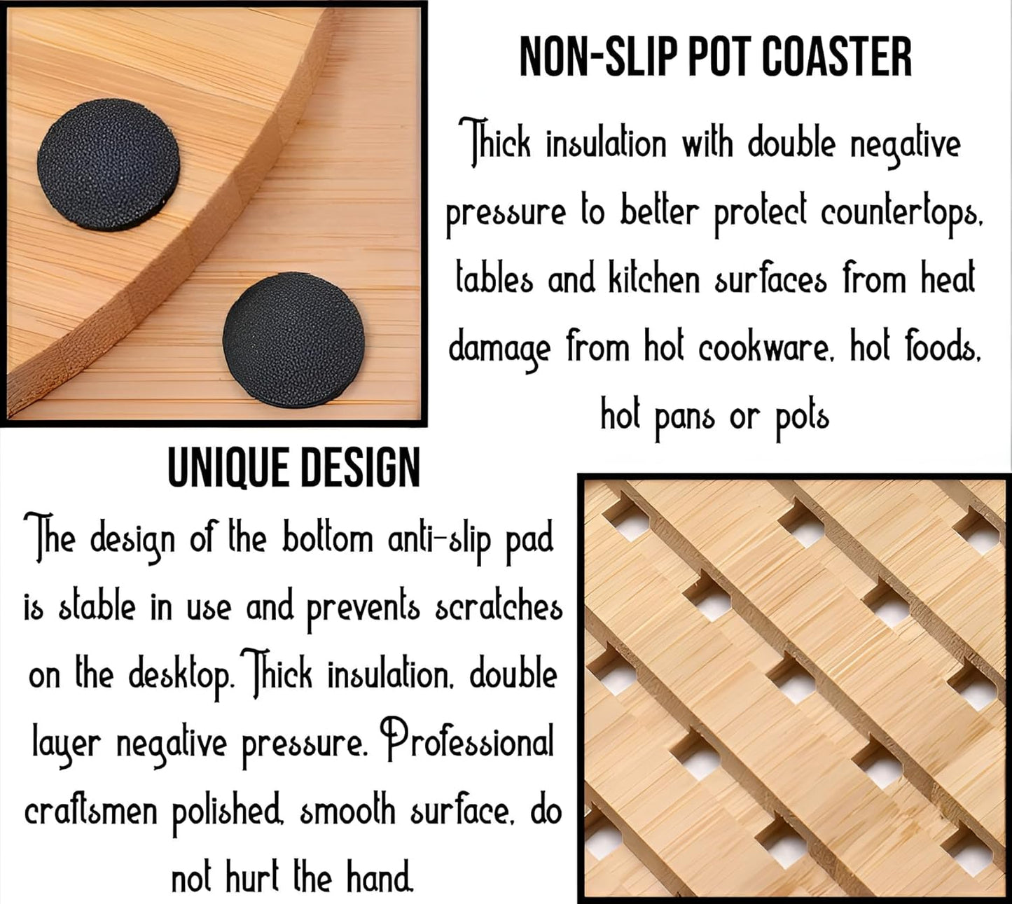 Non-Slip Wooden Placemat for Dining Table Techmanistan