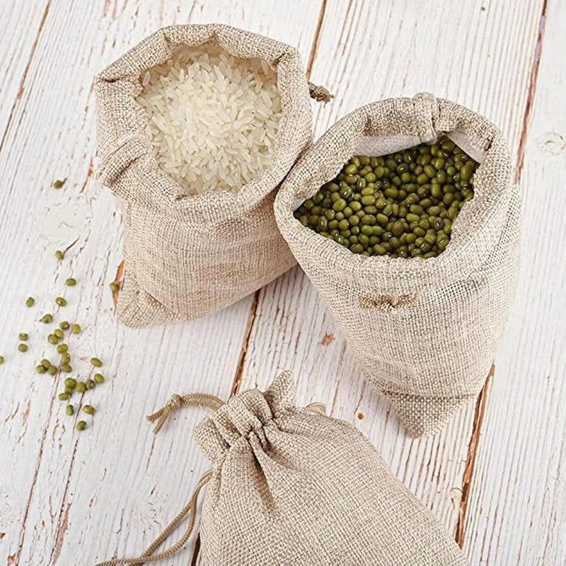 Natural Jute Drawstring Bags, Pack of 10