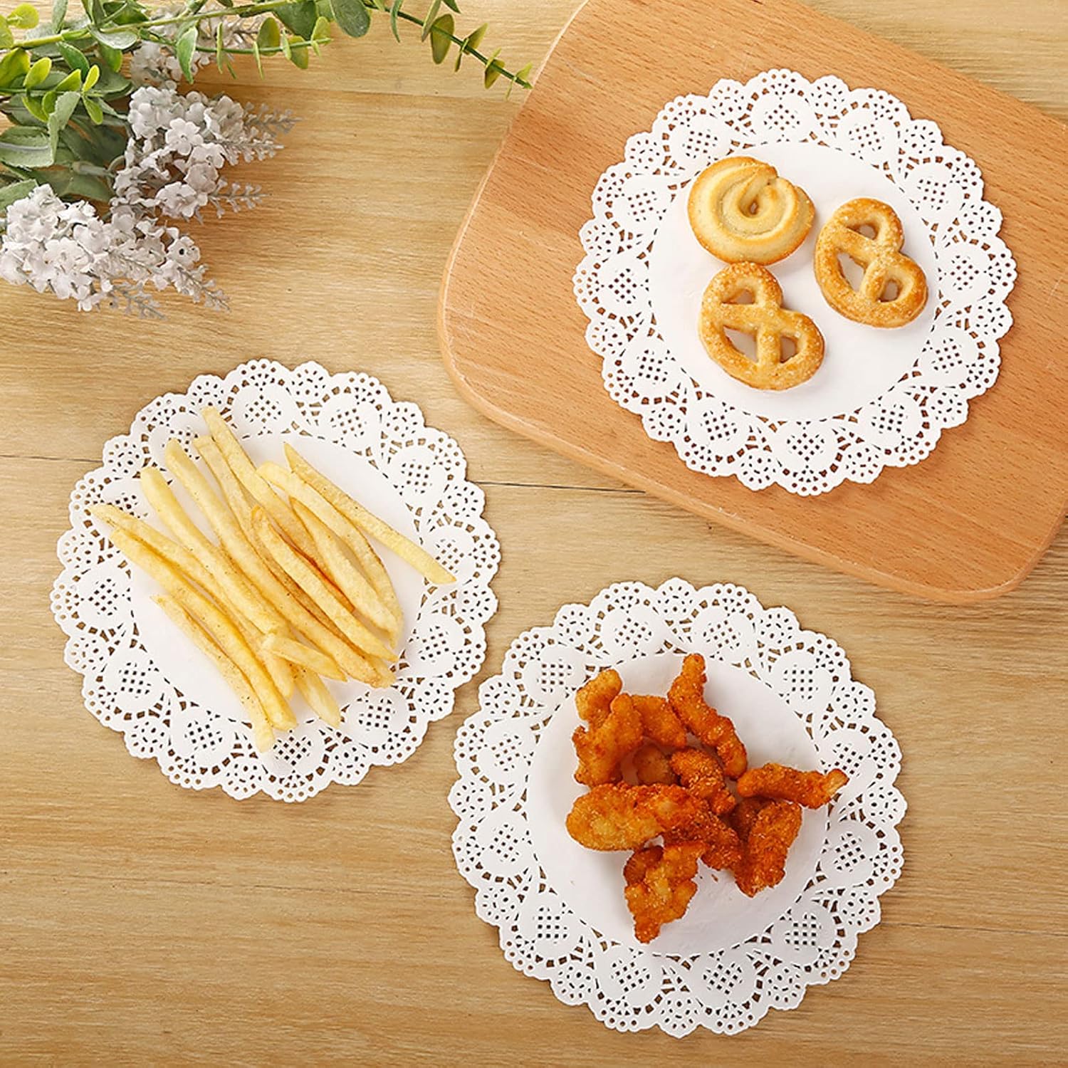 Pack of 100 - Disposable Food Grade Round Paper Doilies Techmanistan