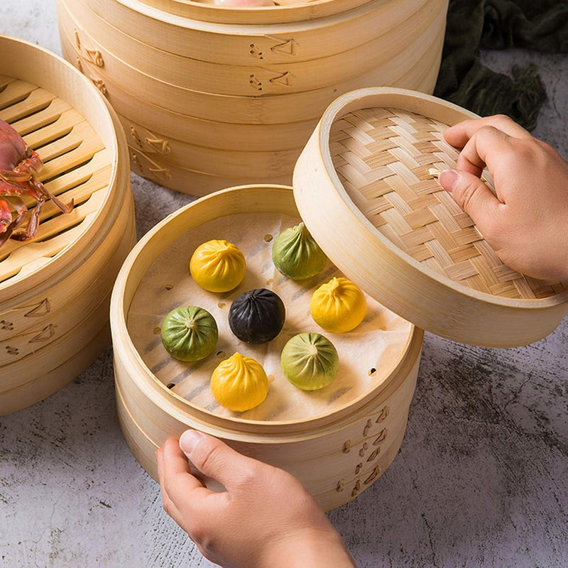 Bamboo Steamer Basket with Lid, 26cm and 30cm
